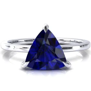 Lyla Trillion Blue Sapphire 4 Claw Prong Single Rail Solitaire Ring
