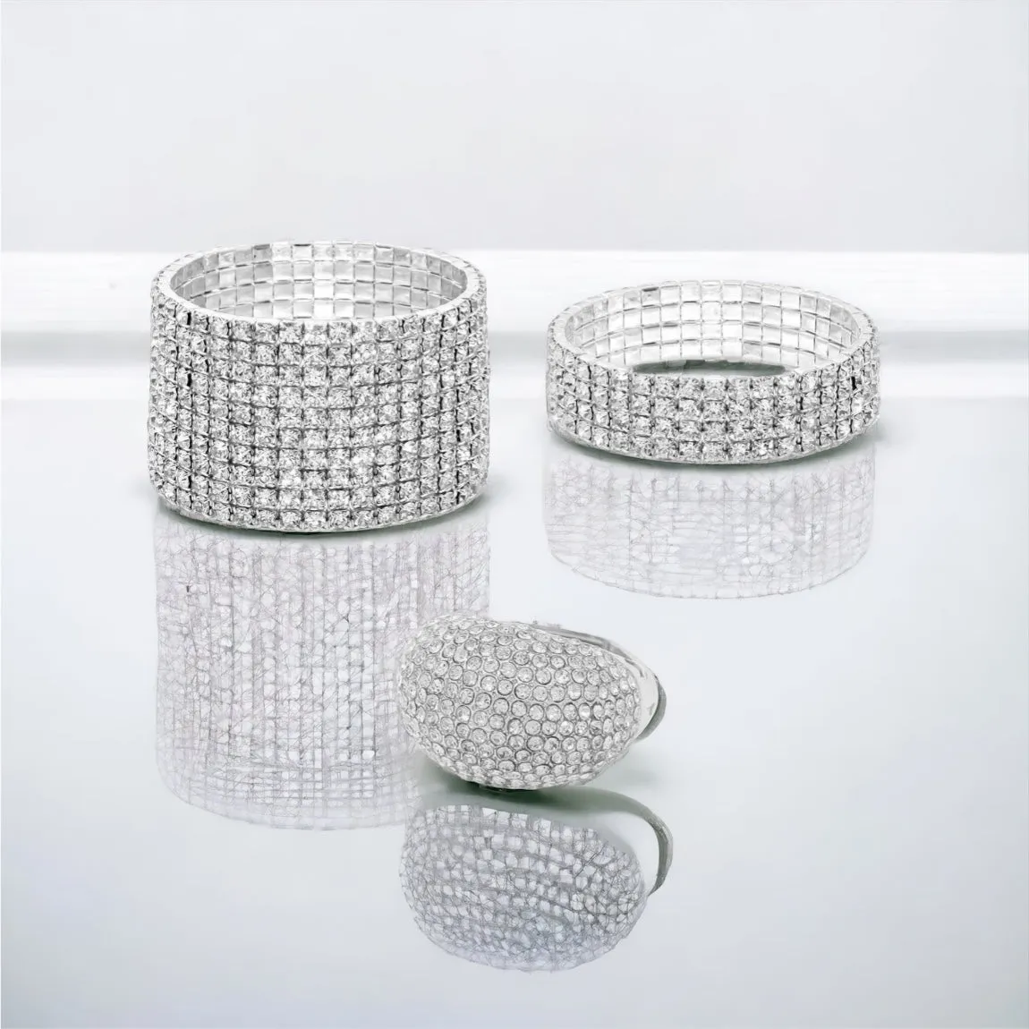 MADISON - clear silver rhinestone 3 jewelry piece set