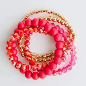 Mandy Bracelet set of 5 in Hot Pink