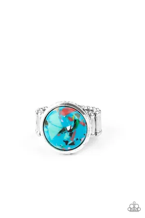 Marble Mosaic Blue Paparazzi Ring