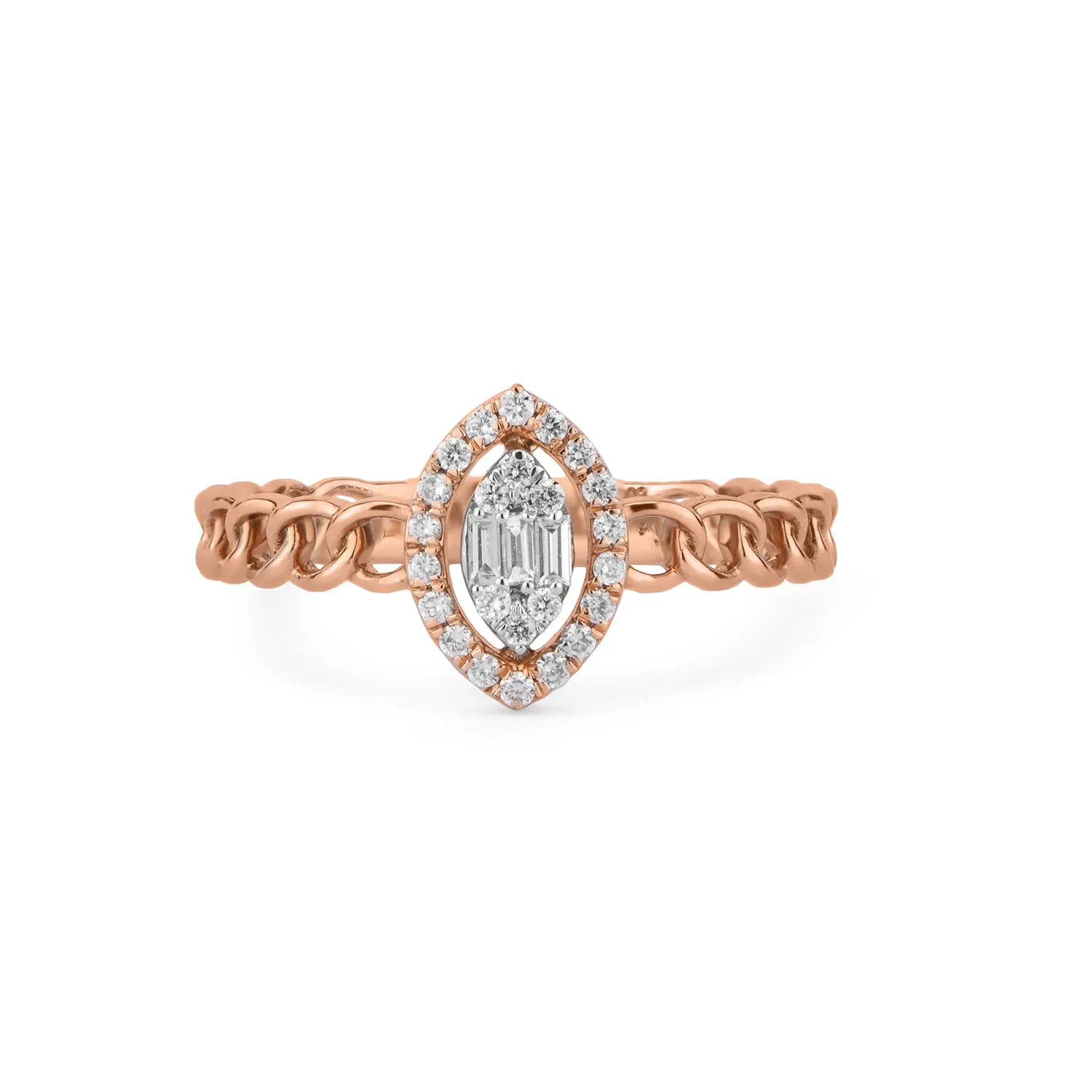 Marquee shaped Composite Halo Diamond Cuban Ring