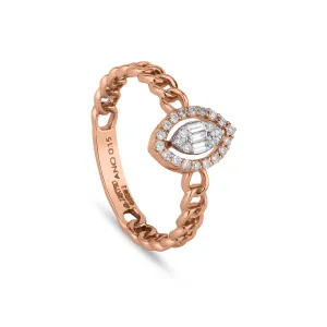 Marquee shaped Composite Halo Diamond Cuban Ring