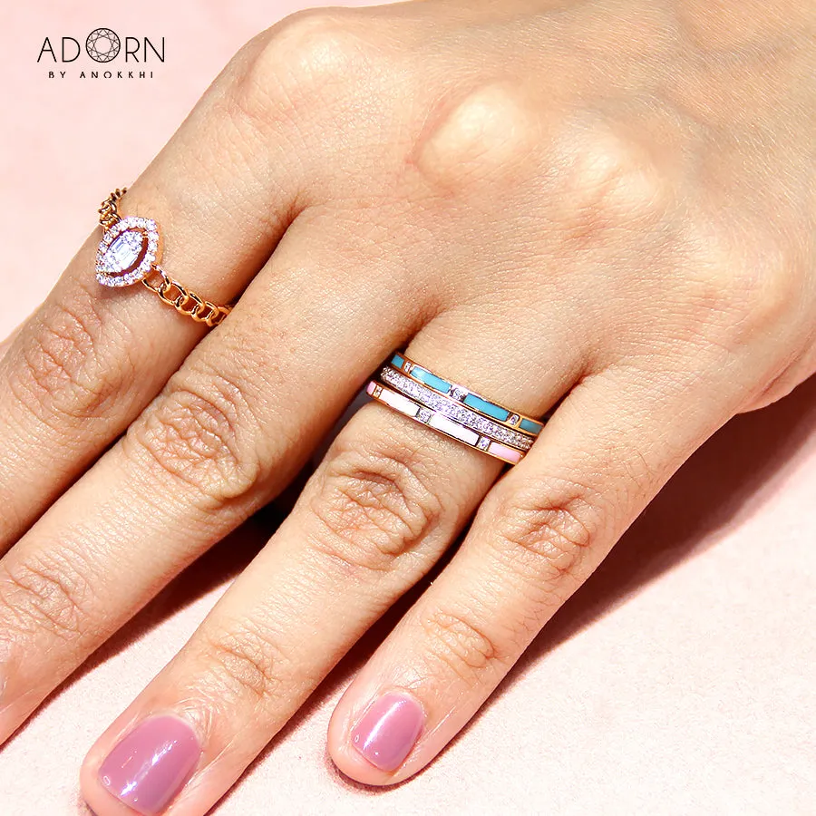 Marquee shaped Composite Halo Diamond Cuban Ring