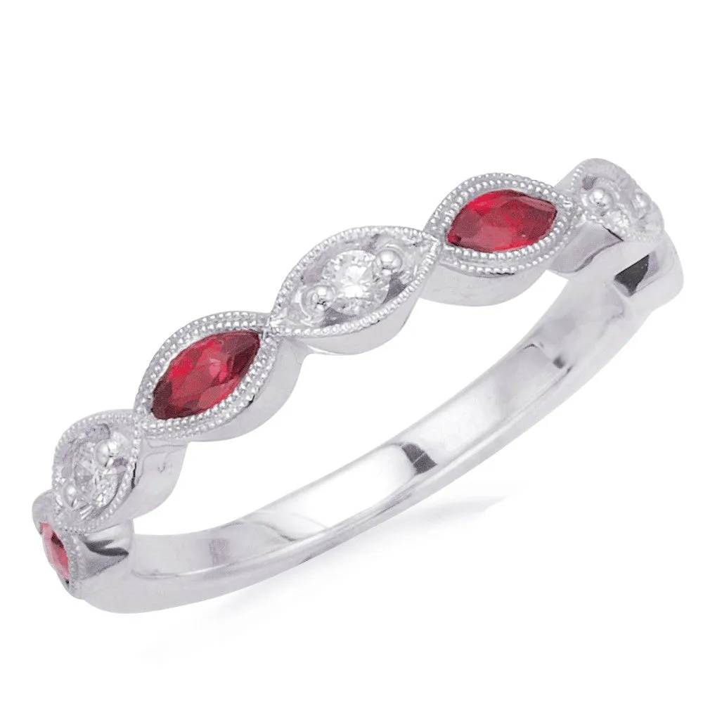 Marquise Milgrain Vintage Stackable Anniversary Band