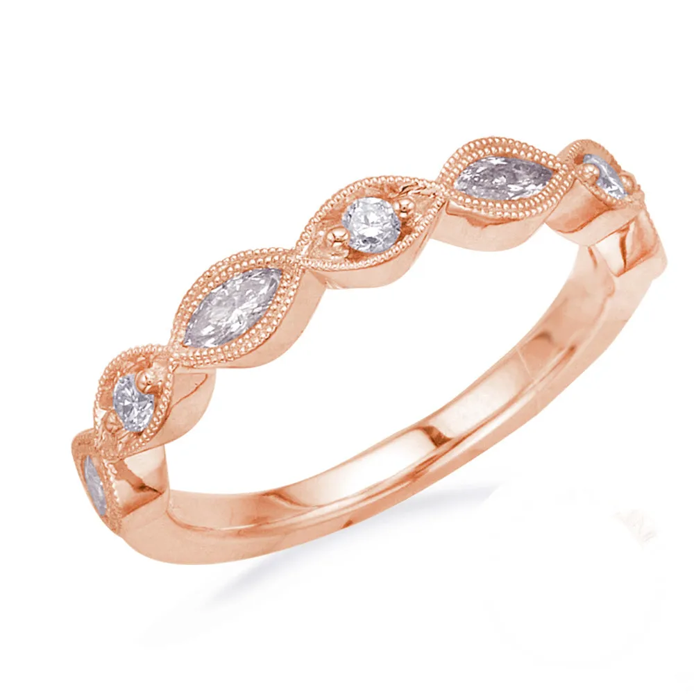 Marquise Milgrain Vintage Stackable Anniversary Band