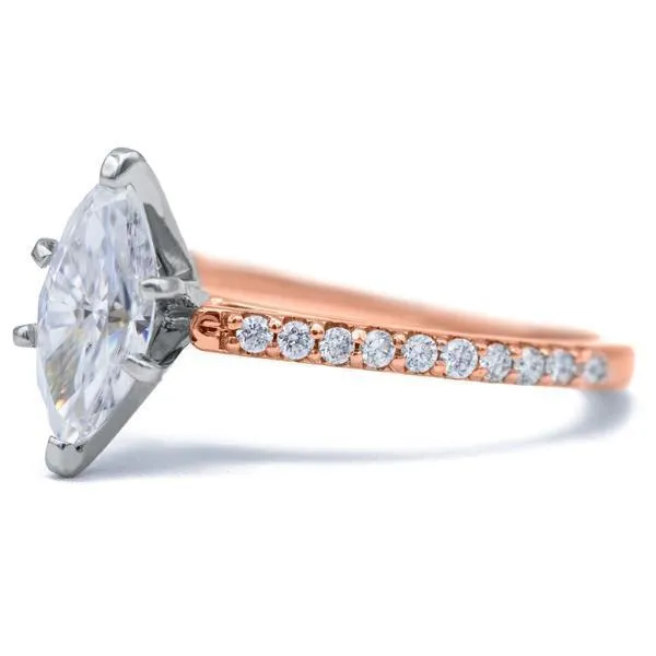 Marquise Moissanite 6 Prongs Diamond Accent Ice Cathedral Solitaire Ring