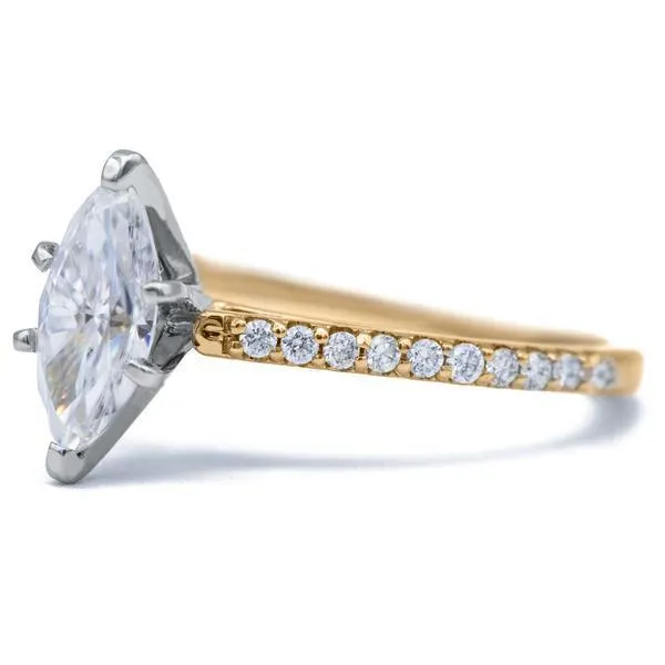 Marquise Moissanite 6 Prongs Diamond Accent Ice Cathedral Solitaire Ring