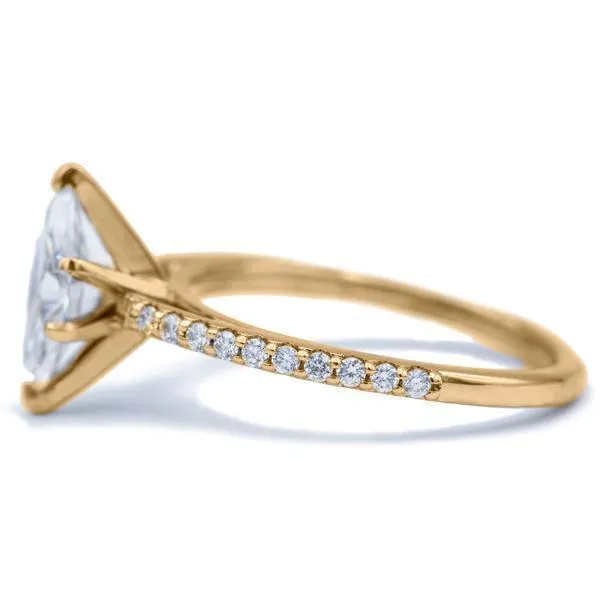 Marquise Moissanite 6 Prongs Diamond Accent Ice Cathedral Solitaire Ring