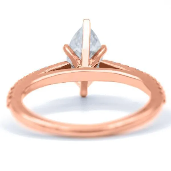 Marquise Moissanite 6 Prongs Diamond Accent Ice Cathedral Solitaire Ring