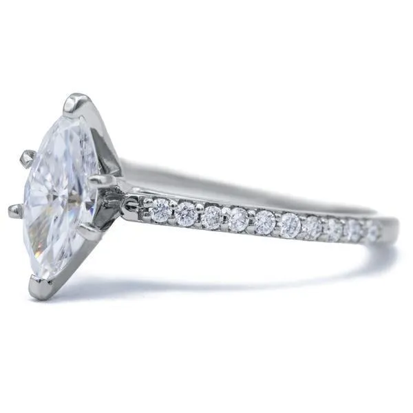 Marquise Moissanite 6 Prongs Diamond Accent Ice Cathedral Solitaire Ring