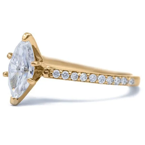 Marquise Moissanite 6 Prongs Diamond Accent Ice Cathedral Solitaire Ring