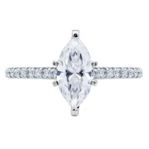 Marquise Moissanite 6 Prongs Diamond Accent Ice Cathedral Solitaire Ring