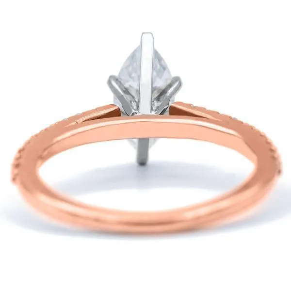 Marquise Moissanite 6 Prongs Diamond Accent Ice Cathedral Solitaire Ring
