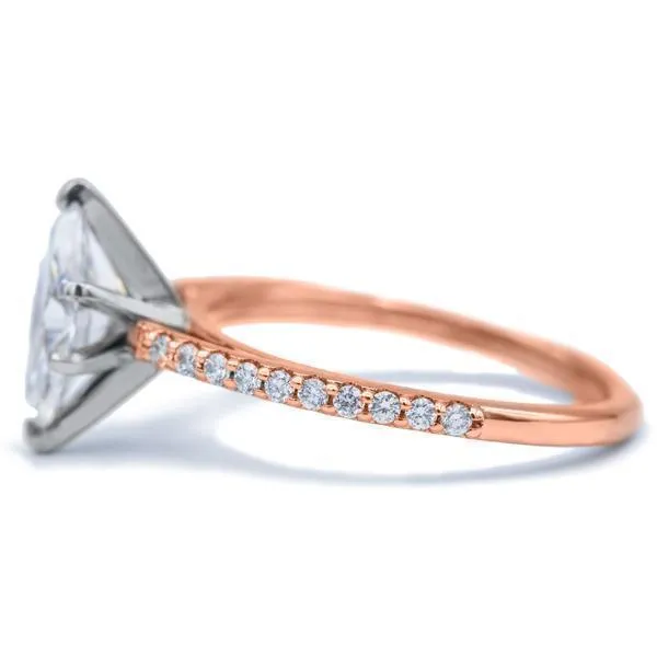 Marquise Moissanite 6 Prongs Diamond Accent Ice Cathedral Solitaire Ring
