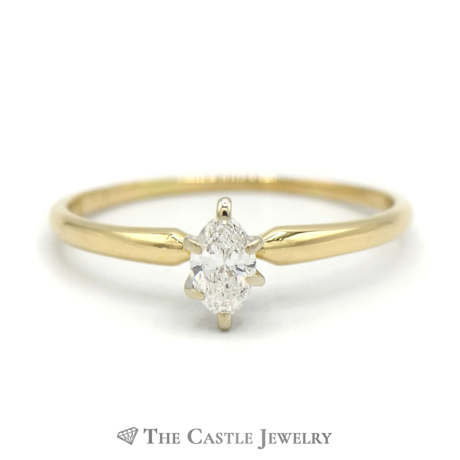 Marquise Solitaire Diamond Engagement Ring in 14K Yellow Gold