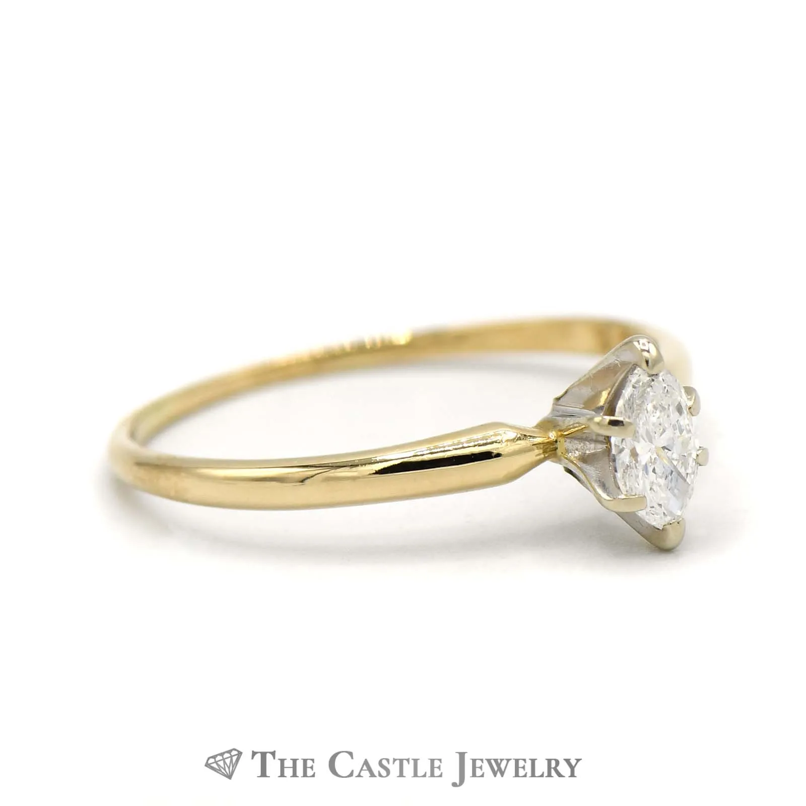 Marquise Solitaire Diamond Engagement Ring in 14K Yellow Gold