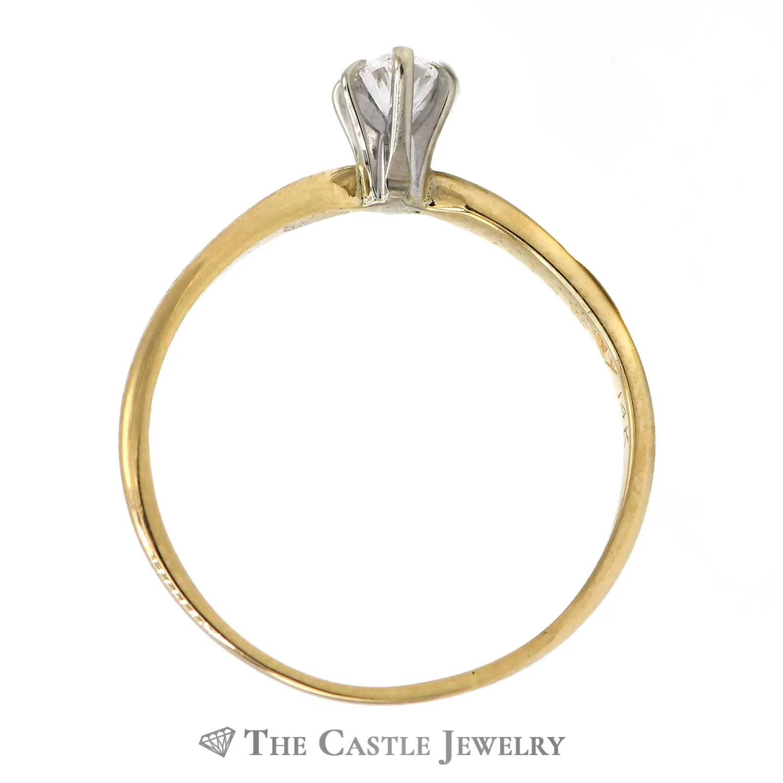 Marquise Solitaire Diamond Engagement Ring in 14K Yellow Gold