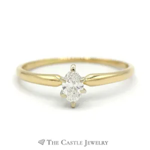Marquise Solitaire Diamond Engagement Ring in 14K Yellow Gold