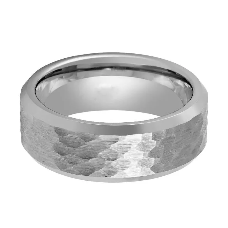MATADOR | Tungsten Ring Silver Honeycomb finish