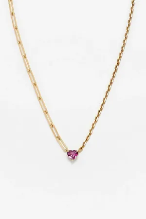 Maxi Collier Solitaire Coeur - Rose Or Jaune