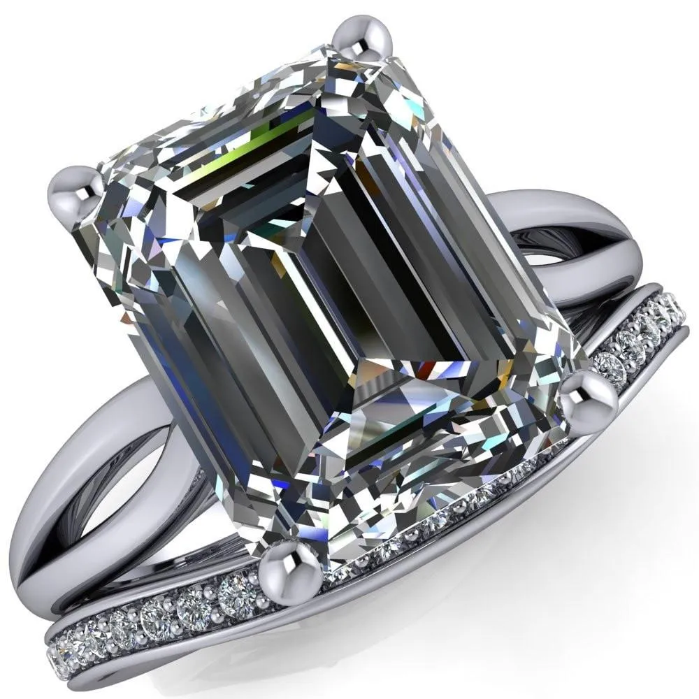 Maxwell Emerald Center Stone 4 Prong Split Shank Engagement Ring