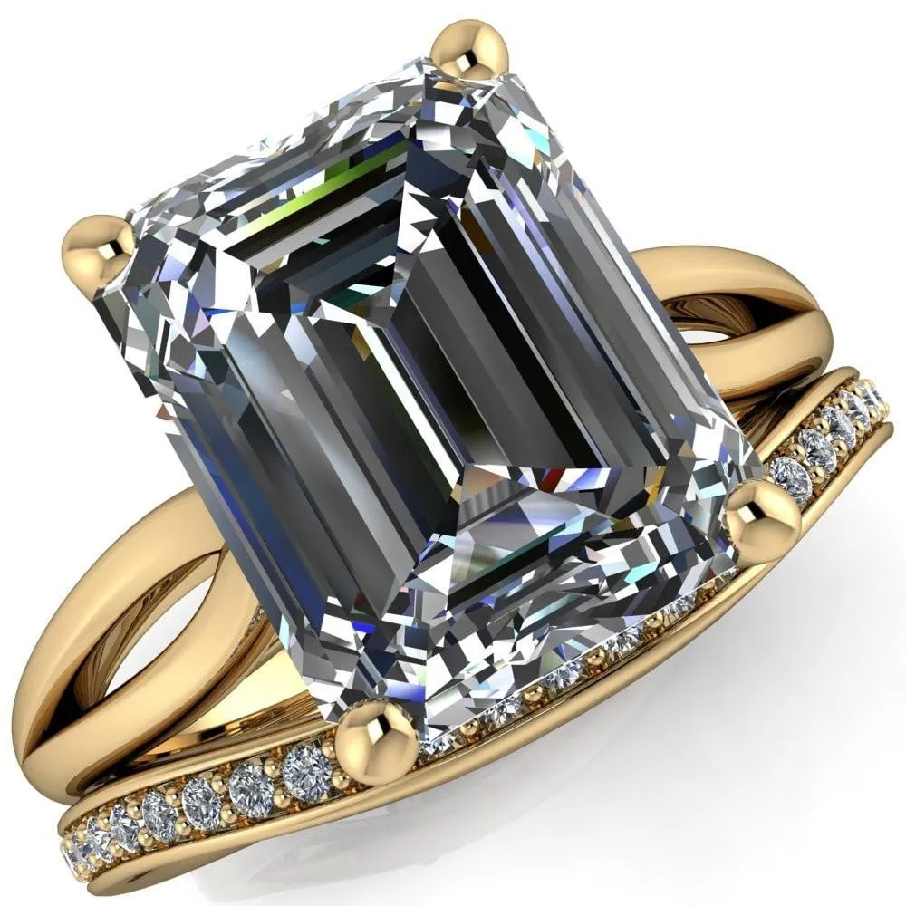 Maxwell Emerald Center Stone 4 Prong Split Shank Engagement Ring