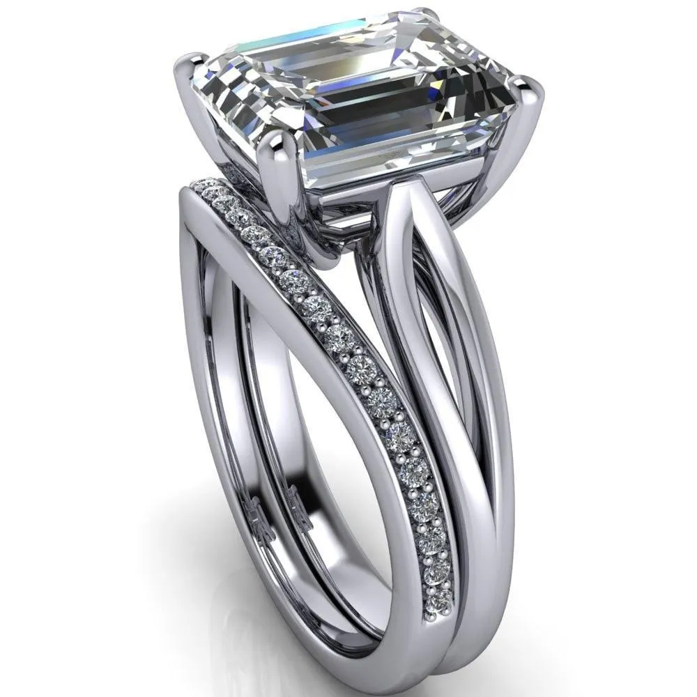 Maxwell Emerald Center Stone 4 Prong Split Shank Engagement Ring