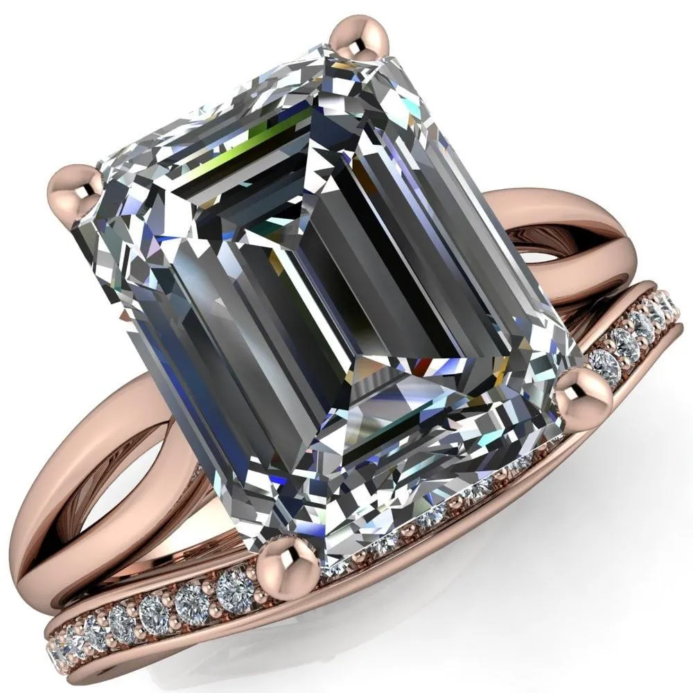 Maxwell Emerald Center Stone 4 Prong Split Shank Engagement Ring