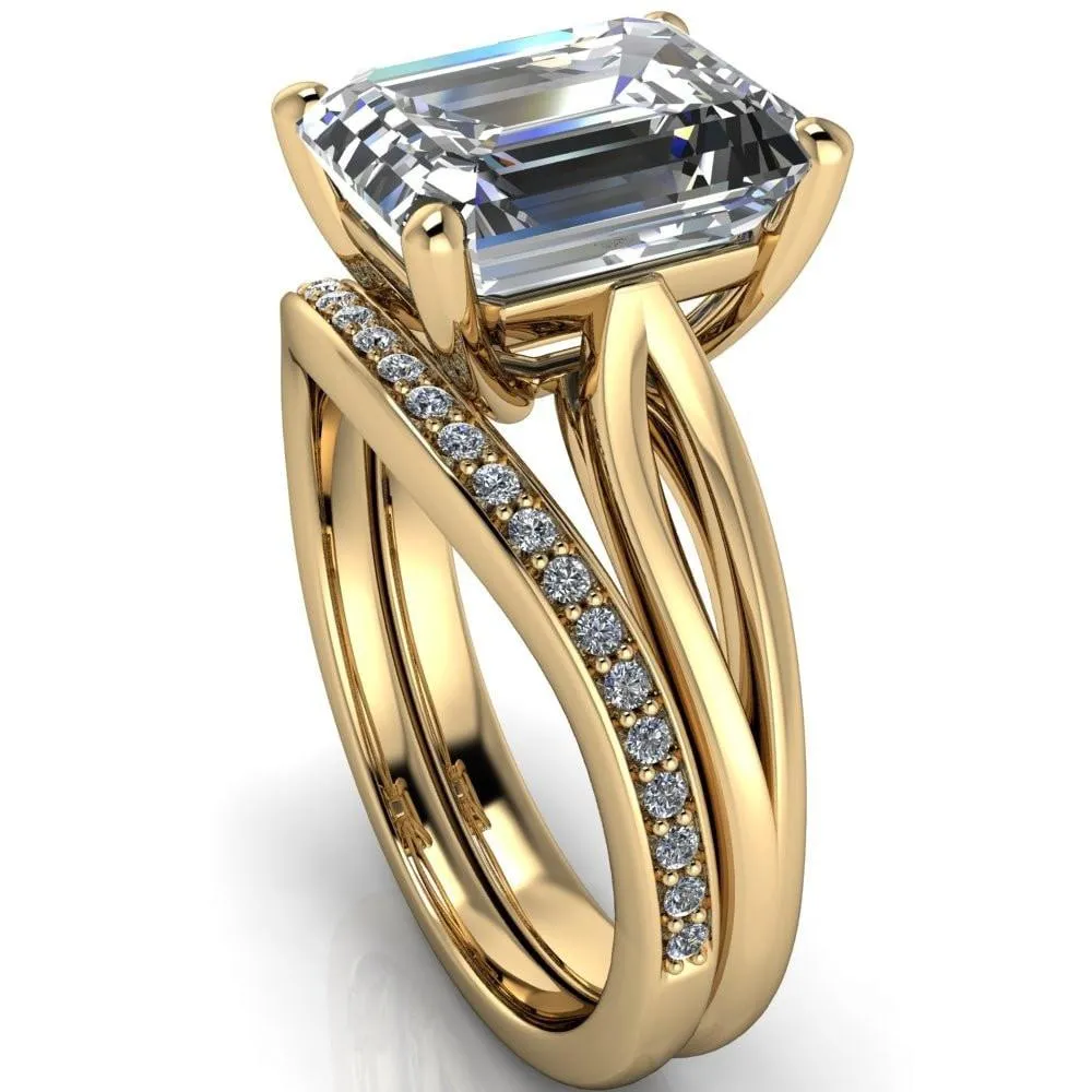 Maxwell Emerald Center Stone 4 Prong Split Shank Engagement Ring