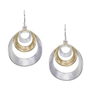 Medium Curved and Tiered Rings Wire Earring