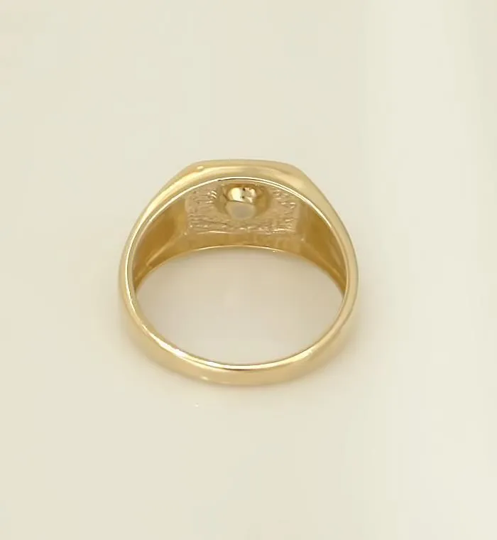 MENS 10k YELLOW GOLD HIGH POLISH 1/10ct ROUND DIAMOND SOLITAIRE BAND RING