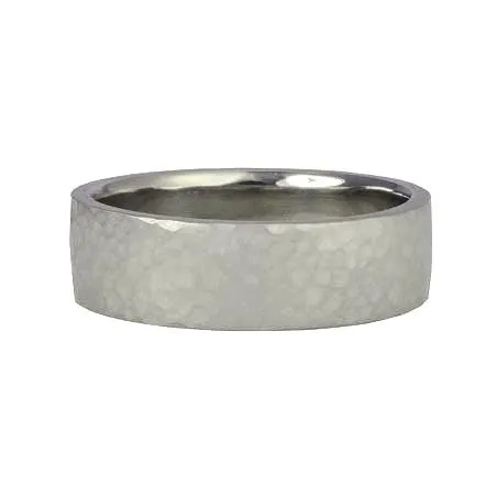 Men's White Gold "Straight Edge" Hammered band
