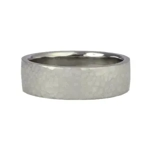 Men's White Gold "Straight Edge" Hammered band
