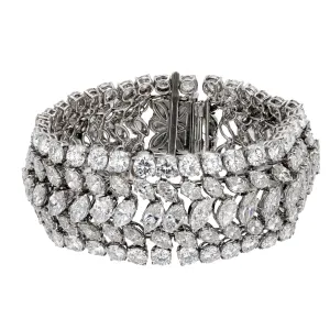 Mid Century 54 carat total weight diamond platinum bracelet