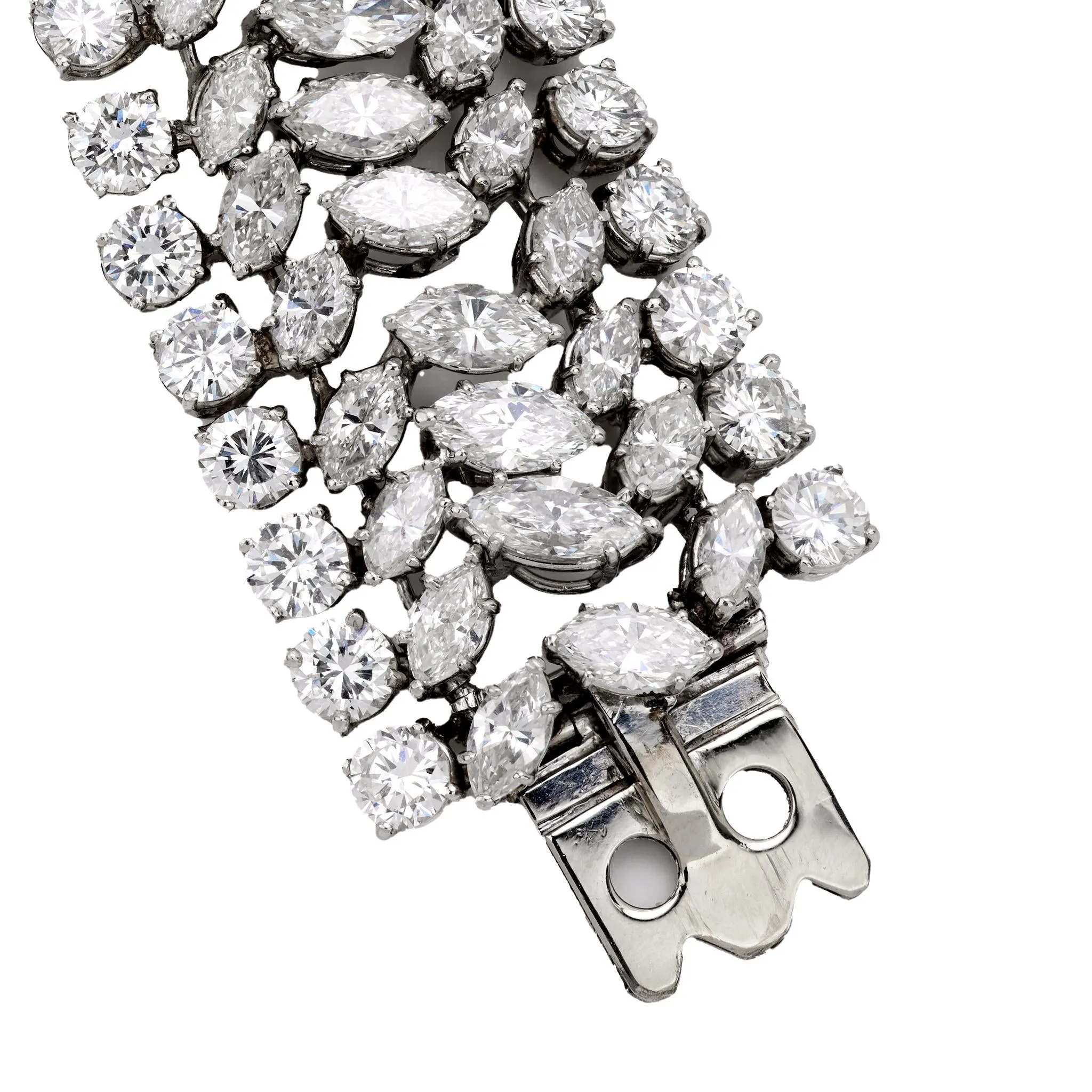 Mid Century 54 carat total weight diamond platinum bracelet