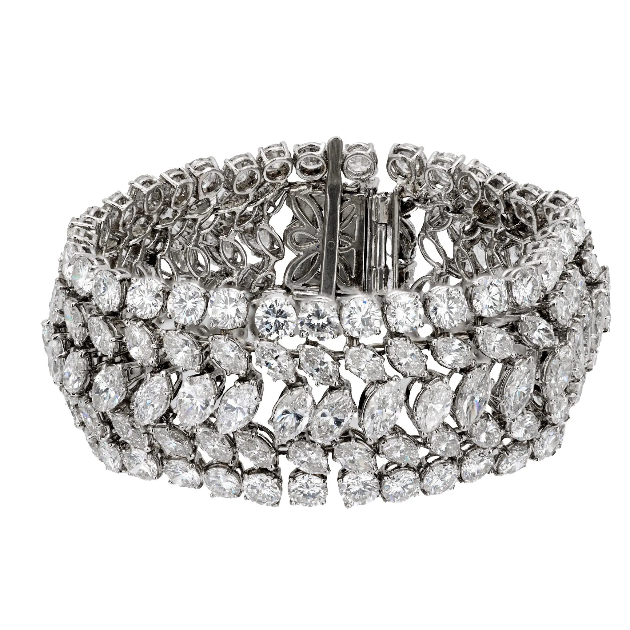 Mid Century 54 carat total weight diamond platinum bracelet