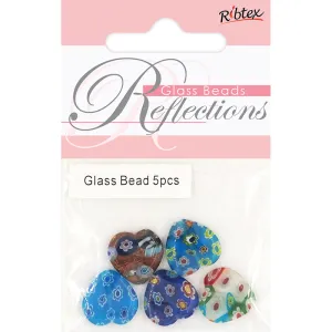 MILLEFIORI GLASS HEART MULTI 16MM 5PC