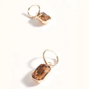 Mini Jewel Drop Earrings (Chocolate/Gold)