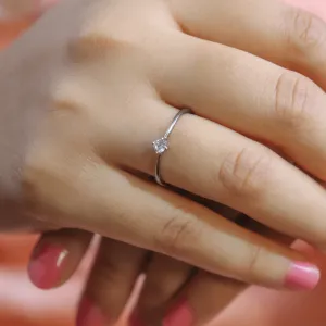 Minimal Sterling Silver Solitaire Ring With AD