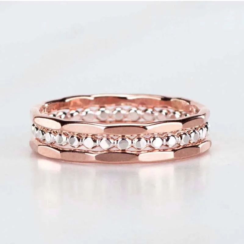 Mirrored Clouds Ring Set of 3