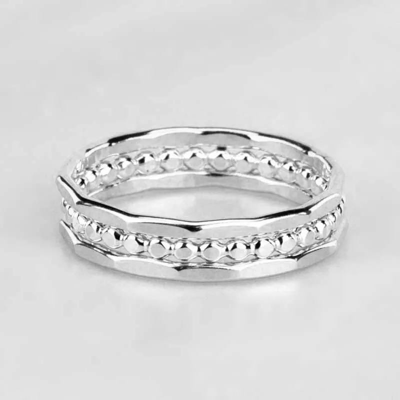 Mirrored Clouds Ring Set of 3
