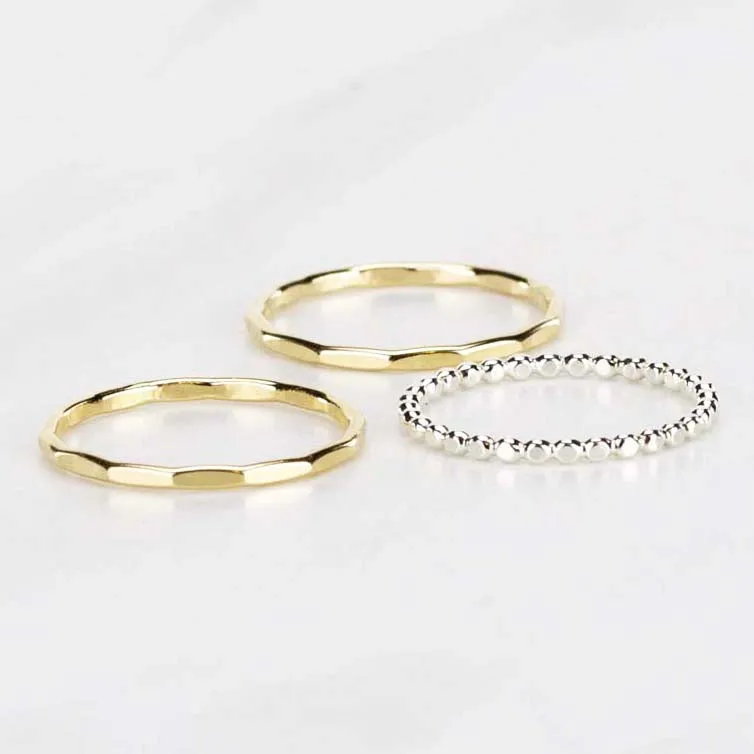 Mirrored Clouds Ring Set of 3