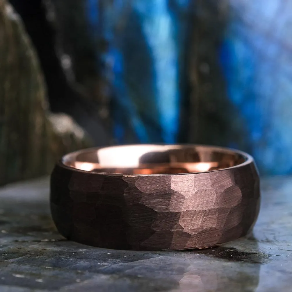 Mocha Brown Hammered / Rose Gold - 8mm