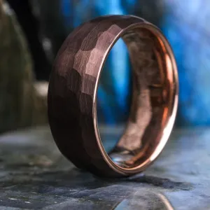 Mocha Brown Hammered / Rose Gold - 8mm