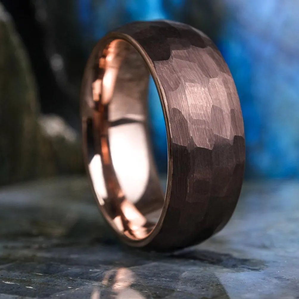 Mocha Brown Hammered / Rose Gold - 8mm
