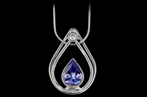 Modern Platinum 2.90 Carat Tanzanite & Diamond Pendant Necklace