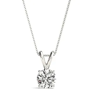Modern Round Diamond Solitaire Necklace Pendant