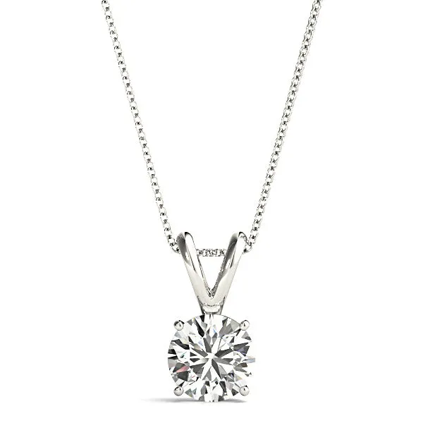 Modern Round Diamond Solitaire Necklace Pendant