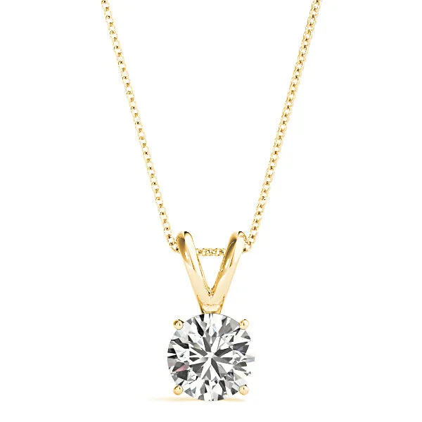 Modern Round Diamond Solitaire Necklace Pendant