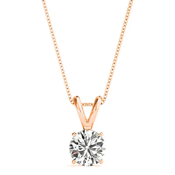 Modern Round Diamond Solitaire Necklace Pendant